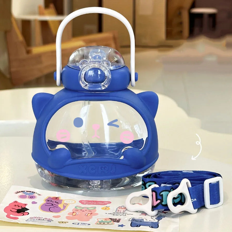 810ml Water Bottle for Girls Large-capacity Water Bottle Cute Summer Children's Straw Big Belly Cup Portable Drinkware