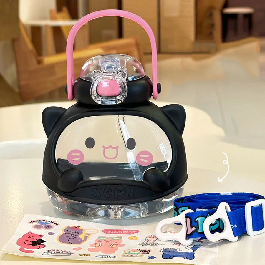 810ml Water Bottle for Girls Large-capacity Water Bottle Cute Summer Children's Straw Big Belly Cup Portable Drinkware