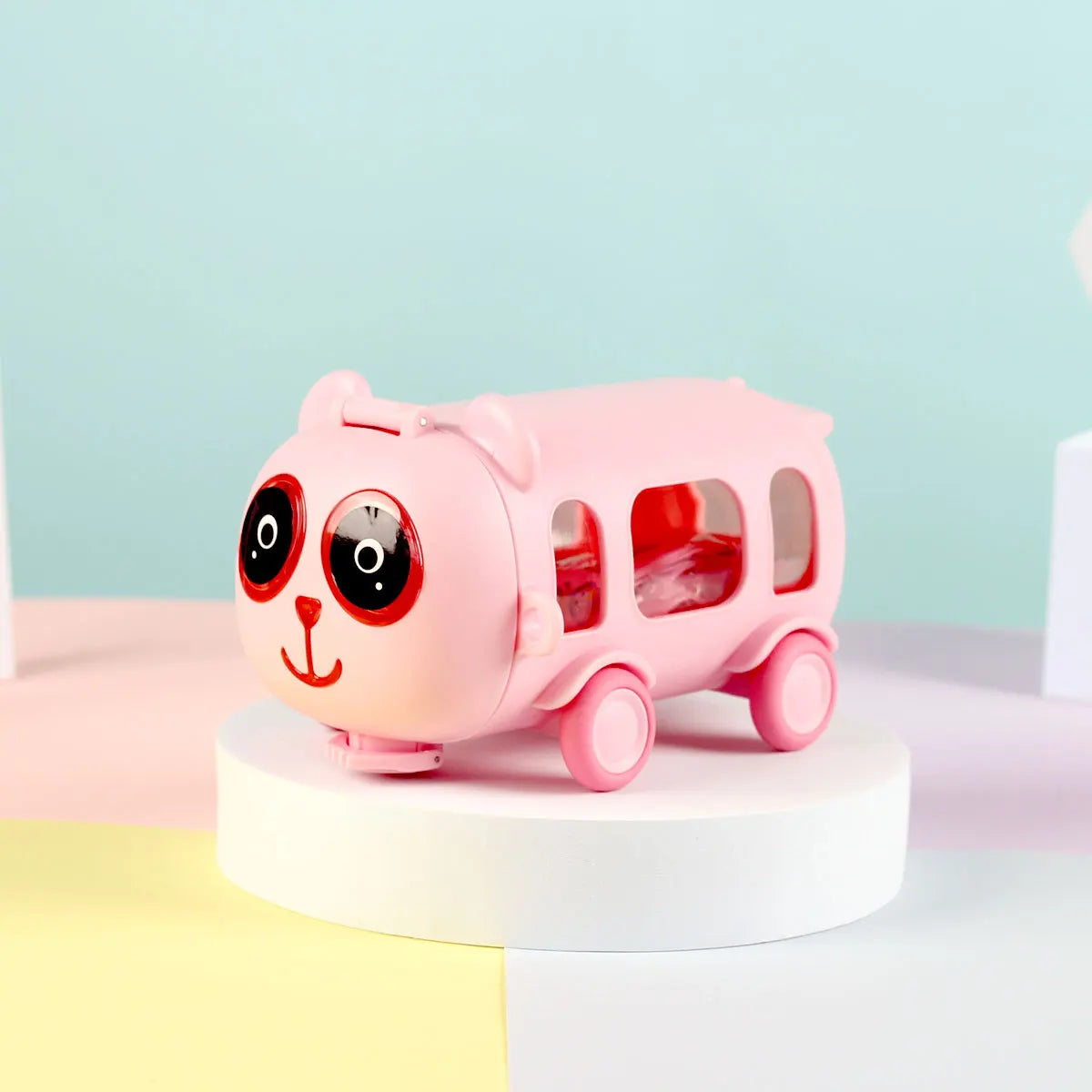500ML Kids Cute Bus Cup Children's Toy Car Plastic Water Bottle Student Drinking Kettle with Straw for Boys Girls School Home