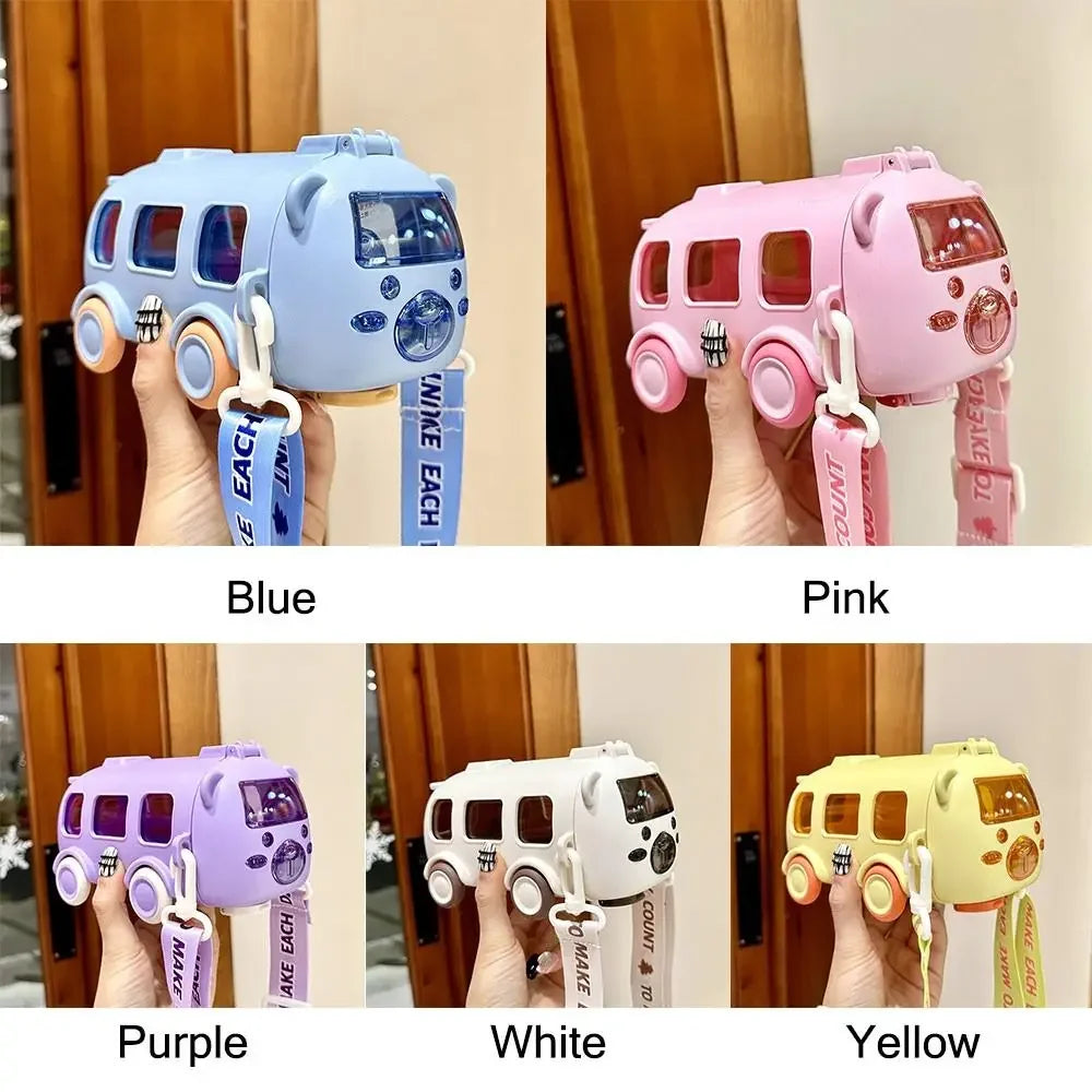 Baby Bus Cartoon Car Kids Straw Cup Cute Large Capacity Outdoor High Value Water Cup Kids Bounce Straw Kettle