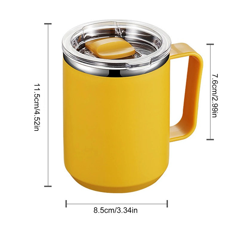 450ml Handy Cup 304 Stainless Steel Double-layer Vacuum Flask with Handle and Lid Anti-scalding Drinkware for Home Office Travel