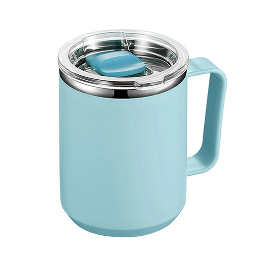 450ml Handy Cup 304 Stainless Steel Double-layer Vacuum Flask with Handle and Lid Anti-scalding Drinkware for Home Office Travel