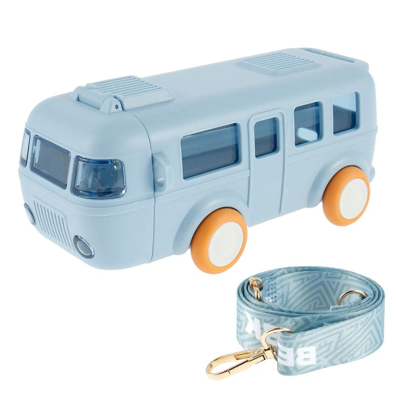 Car Straw Water Cup 500ml Portable Bus Water Bottle with Shoulder Strap Leak-Proof Kids Small Square Drinking Cup Cute Water Jug