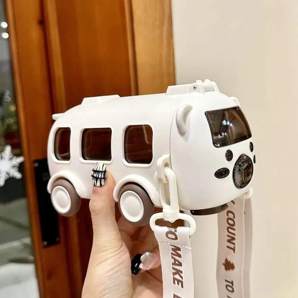 Baby Bus Cartoon Car Kids Straw Cup Cute Large Capacity Outdoor High Value Water Cup Kids Bounce Straw Kettle