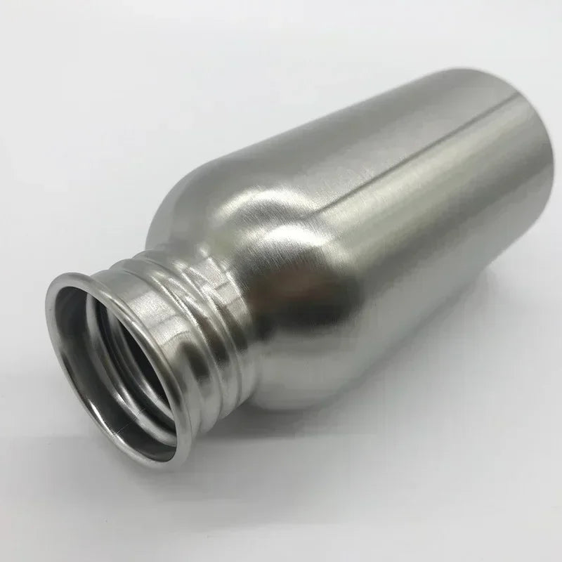 Stainless Steel Water Bottle 1000ml Big Mouth Single Wall Drinking Bottle Sports Bottle Flasks with Bamboo Plastic Steel Lid