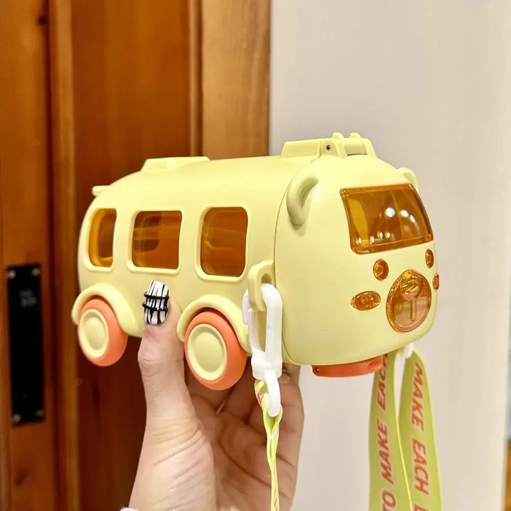 Baby Bus Cartoon Car Kids Straw Cup Cute Large Capacity Outdoor High Value Water Cup Kids Bounce Straw Kettle