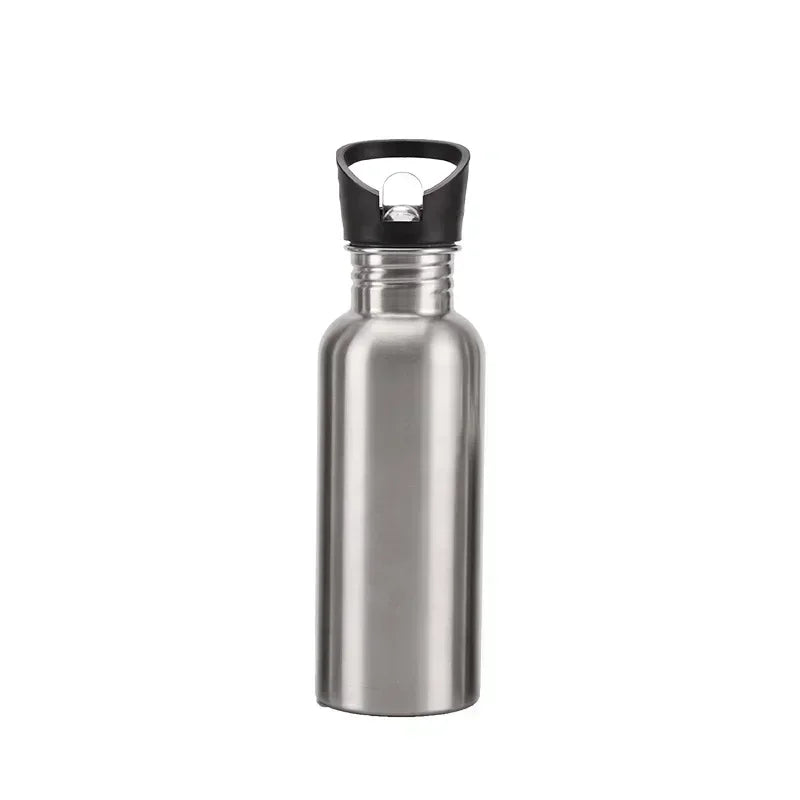 Stainless Steel Water Bottle 1000ml Big Mouth Single Wall Drinking Bottle Sports Bottle Flasks with Bamboo Plastic Steel Lid