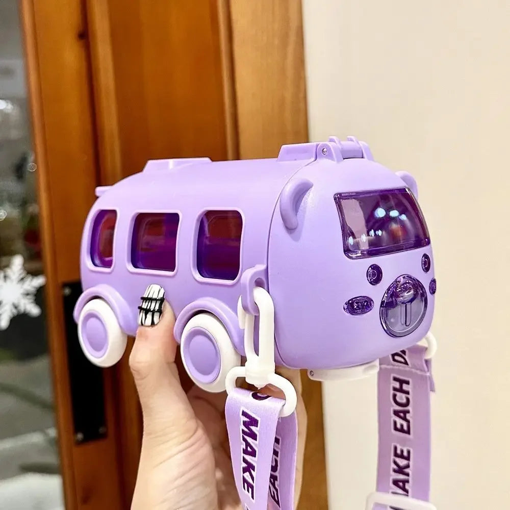Baby Bus Cartoon Car Kids Straw Cup Cute Large Capacity Outdoor High Value Water Cup Kids Bounce Straw Kettle