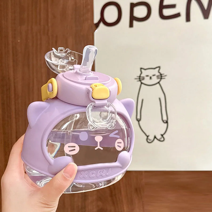 810ml Water Bottle for Girls Large-capacity Water Bottle Cute Summer Children's Straw Big Belly Cup Portable Drinkware