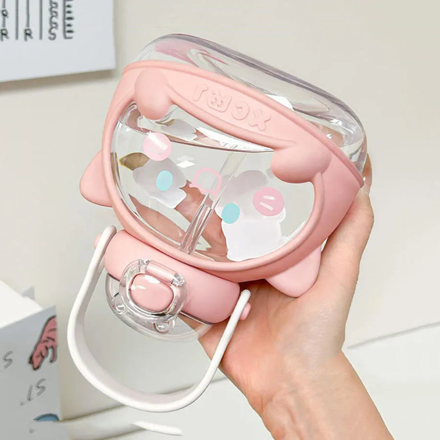 810ml Water Bottle for Girls Large-capacity Water Bottle Cute Summer Children's Straw Big Belly Cup Portable Drinkware
