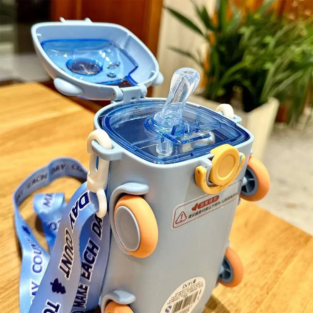 Baby Bus Cartoon Car Kids Straw Cup Cute Large Capacity Outdoor High Value Water Cup Kids Bounce Straw Kettle