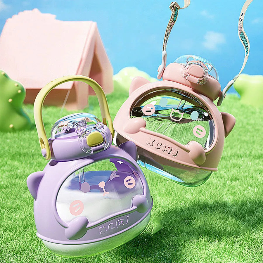 810ml Water Bottle for Girls Large-capacity Water Bottle Cute Summer Children's Straw Big Belly Cup Portable Drinkware