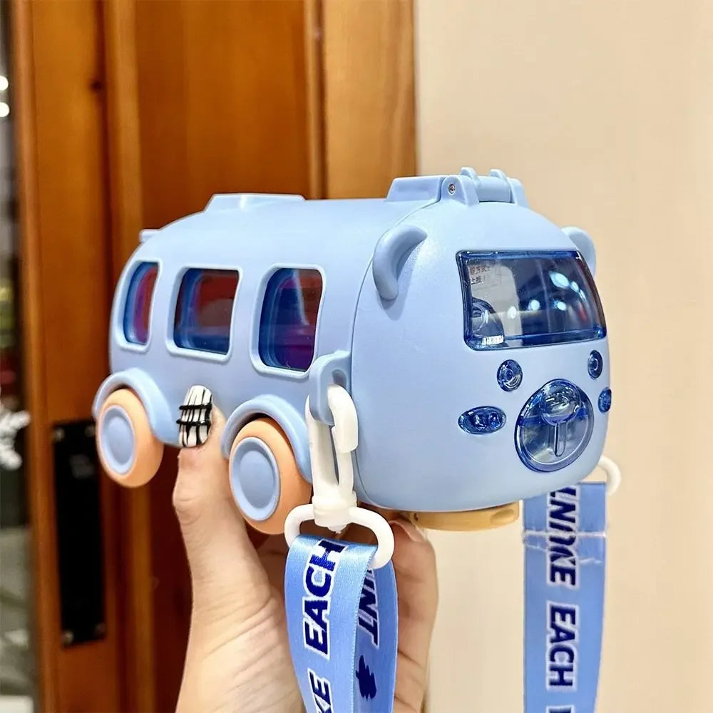 Baby Bus Cartoon Car Kids Straw Cup Cute Large Capacity Outdoor High Value Water Cup Kids Bounce Straw Kettle