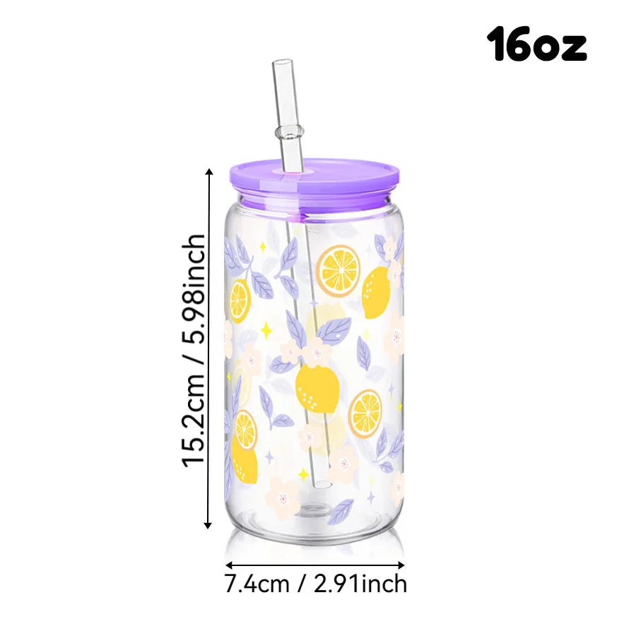 16oz Cute Bow Plastic Cup with Lid Bow Cherry Graffiti Pattern Water Bottle for Kitchen Coffee Straw Cups Beverage Juice Cups ﻿