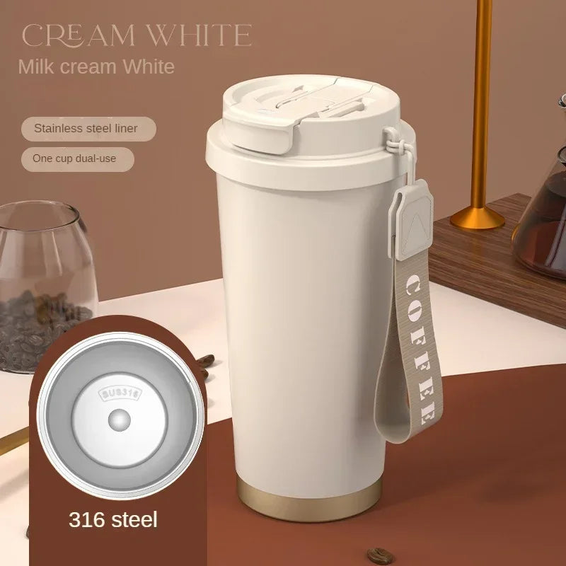 Large Capacity Ceramic Vacuum Flasks Reusable Double Wall Thermoses Stainless Steel Coffee Mug Insulated Cup Home Drinkware