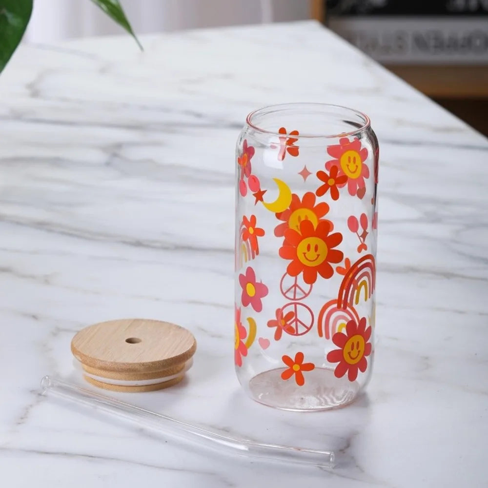 Kawaii Strawberry plastic Cup With Lid And Straw Drinking Cup Iced Hot Coffee Glasses Cute Tumbler Cup for Kitchenware Juice Cup