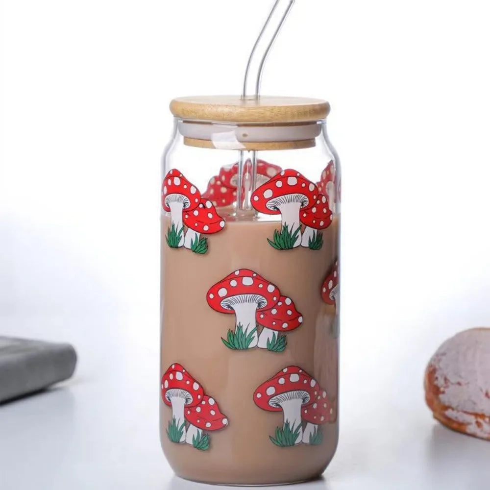 Kawaii Strawberry plastic Cup With Lid And Straw Drinking Cup Iced Hot Coffee Glasses Cute Tumbler Cup for Kitchenware Juice Cup