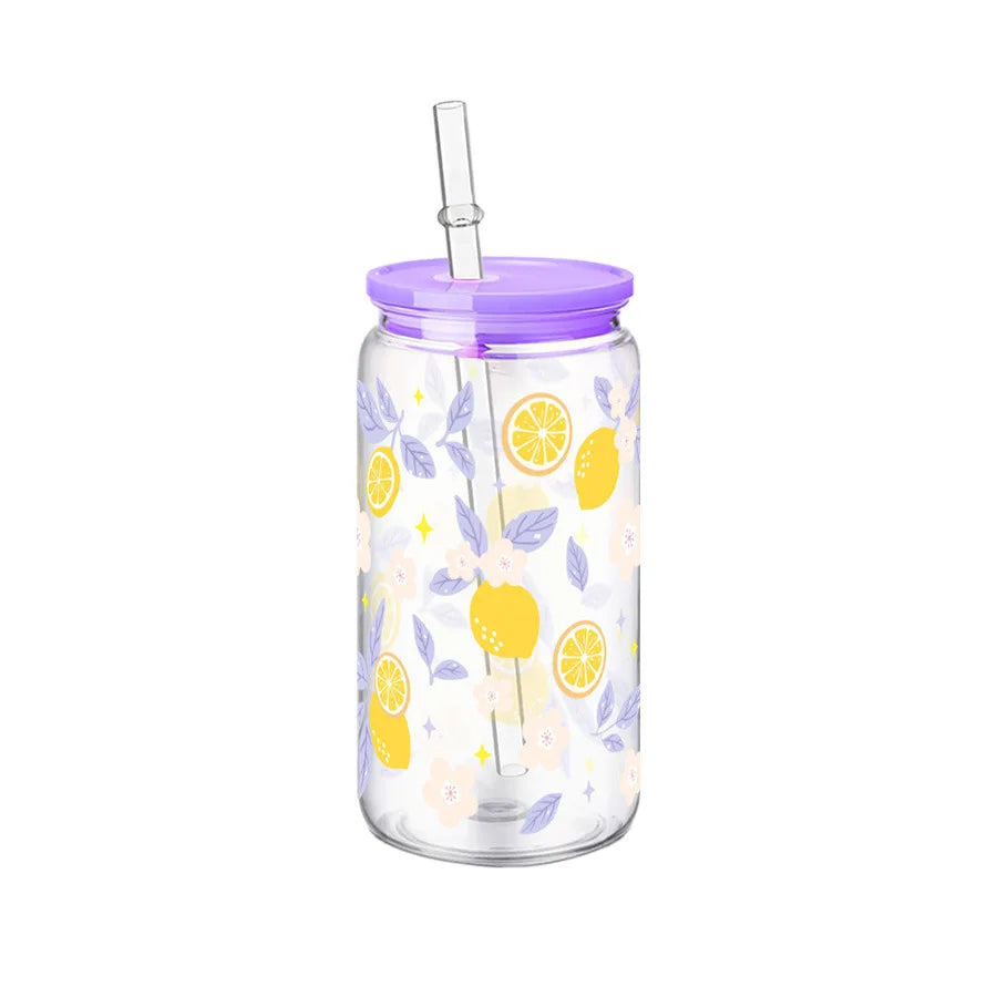16oz Cute Bow Plastic Cup with Lid Bow Cherry Graffiti Pattern Water Bottle for Kitchen Coffee Straw Cups Beverage Juice Cups ﻿